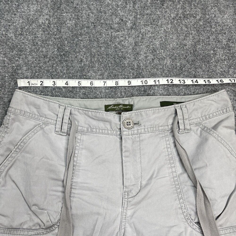 Eddie Bauer Shaw Fit Capri Pants Size 8 Gray Ribbed Tie Waist Hiking Outdoor - Picture 9 of 12